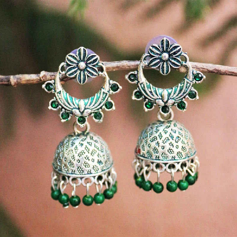 Funky Earrings-Funky Earrings-H K Fashion Silver Plated Austrian Stone Jhumki  Earrings