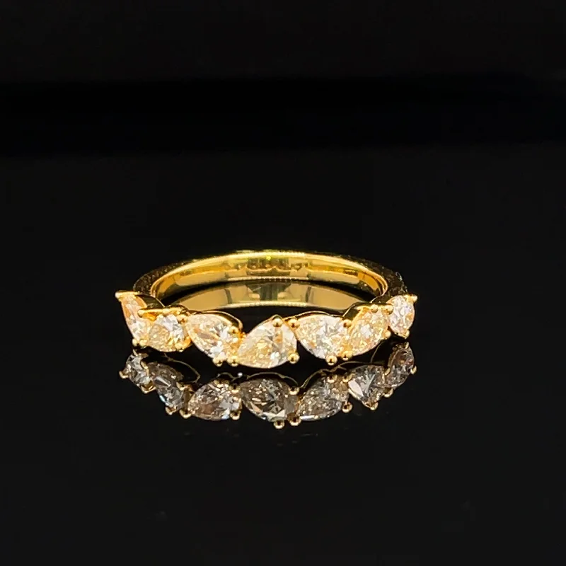 Custom Name Ring-Fancy Yellow Diamond 0.91ctw Pear Cluster Wedding Ring in 18k Yellow Gold - #415 RGDIA669692