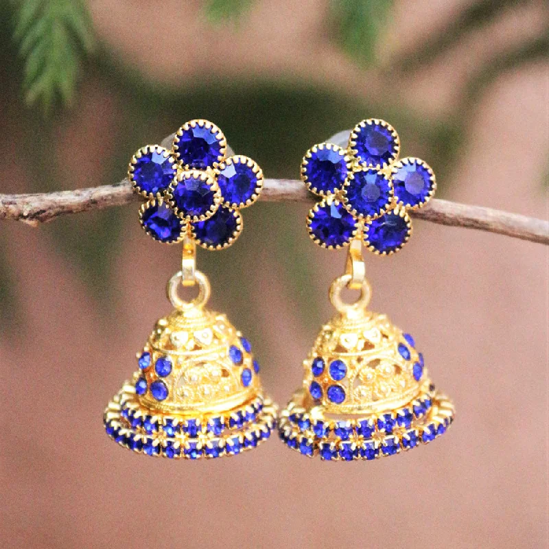 Abstract Drop Earrings-Abstract Drop Earrings-H K Fashion Gold Plated Austrian Stone Jhumki Earrings