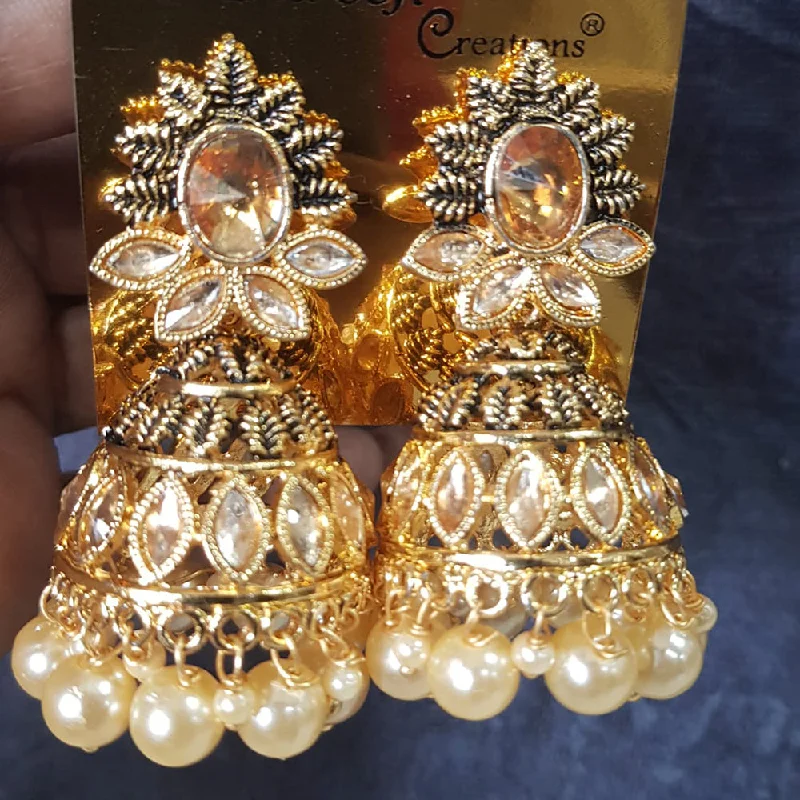 Silver Chandelier Earrings-Silver Chandelier Earrings-Shreeji Gold Plated Crystal Stone Jhumki Earrings