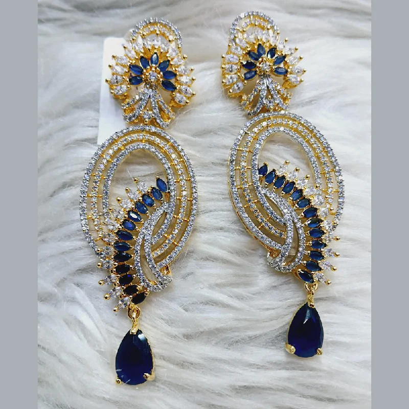 Statement Earrings for Bridesmaids-Statement Earrings for Bridesmaids-Jain Jewellers Gold Plated AD Dangler Earrings