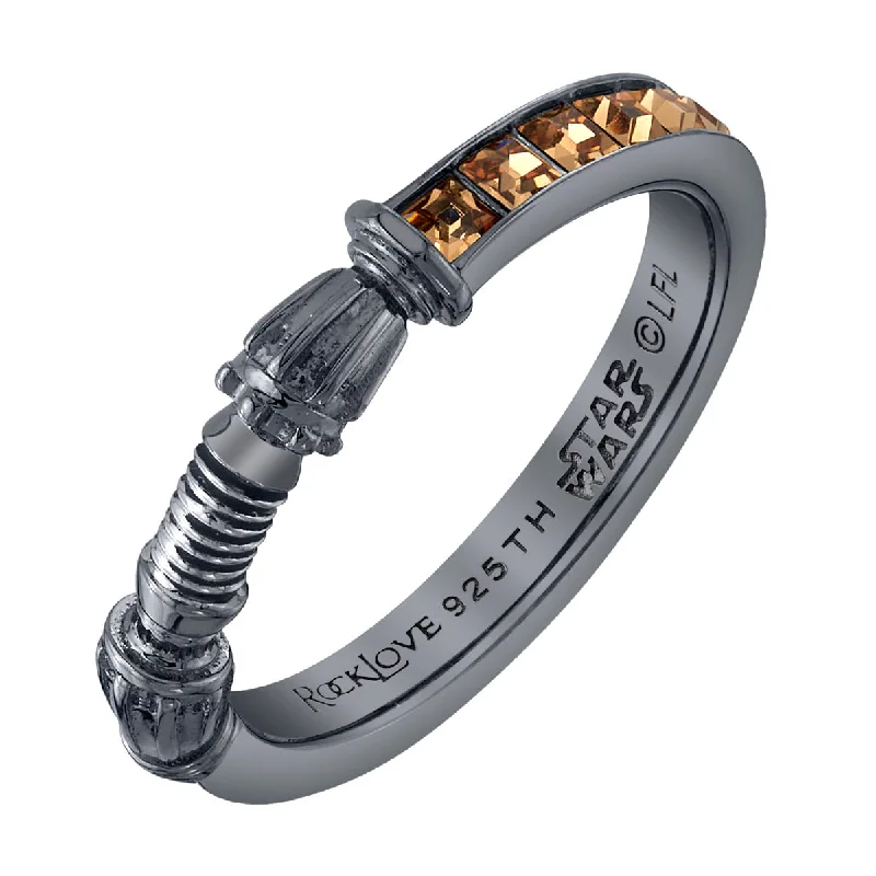 Diamond Wedding Band for Women-Star Wars X RockLove Rey Crystal Lightsaber Ring