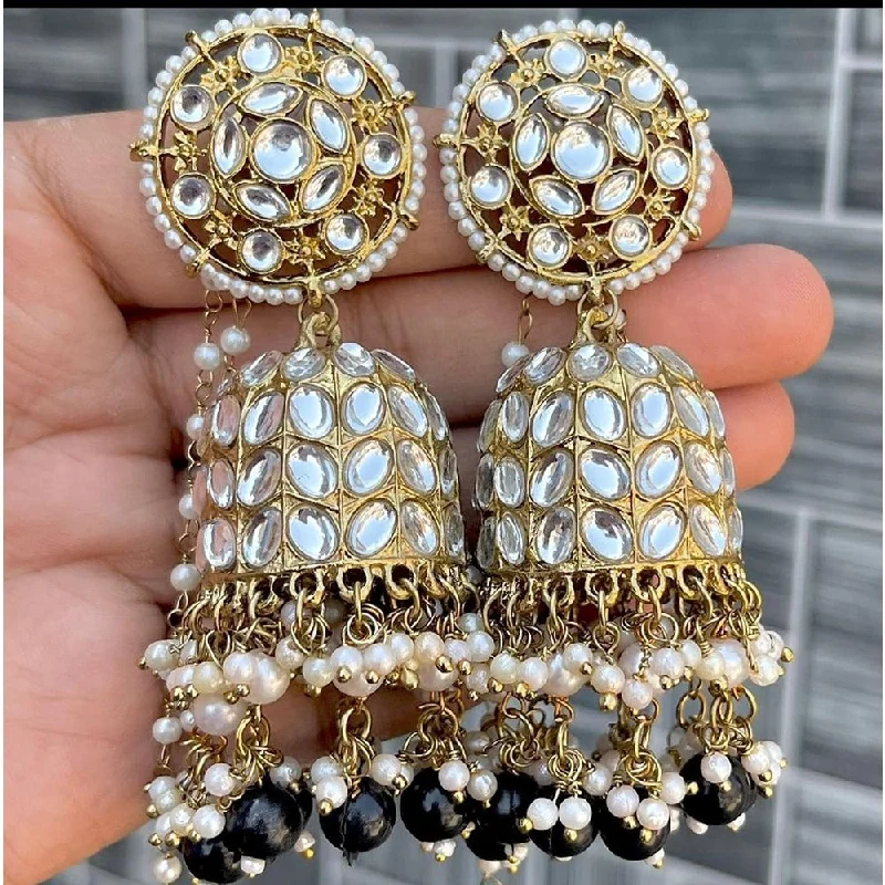 Abstract Drop Earrings-Abstract Drop Earrings-Akruti Collection Gold Plated Kundan Kanchain Jhumki Earrings