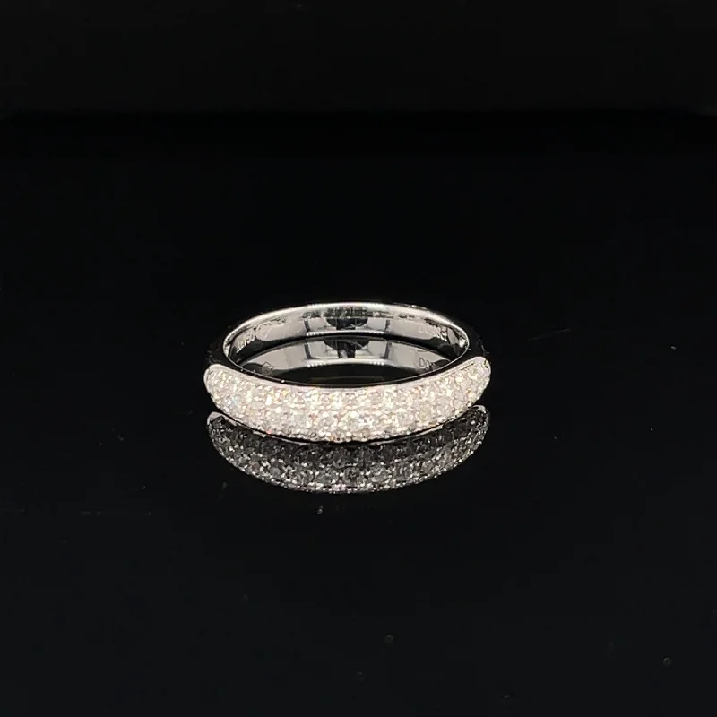 Unique Wedding Band-Diamond Pave Stackable Wedding Band in 18k White Gold - (#100-RGDIA 657314)