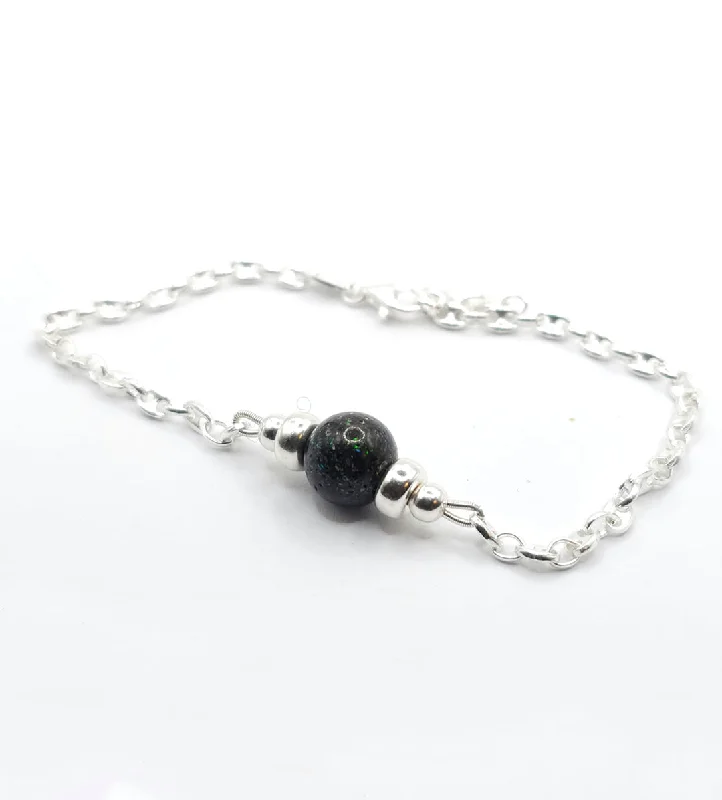 Simple Charm Bracelet-BLACK OPAL MINIMALIST BRACELET