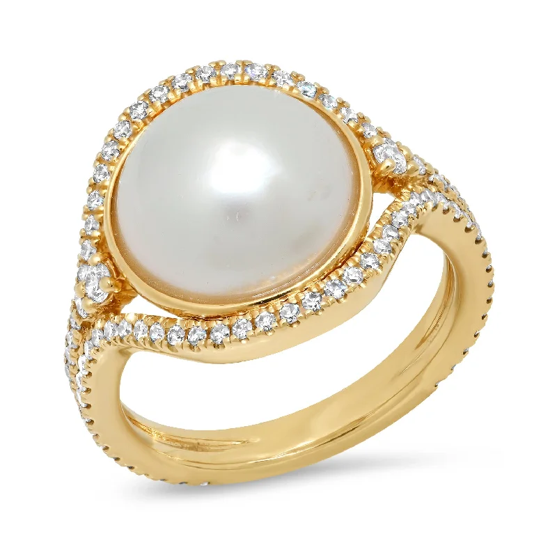 Elegant Diamond Ring-Pearl Ring