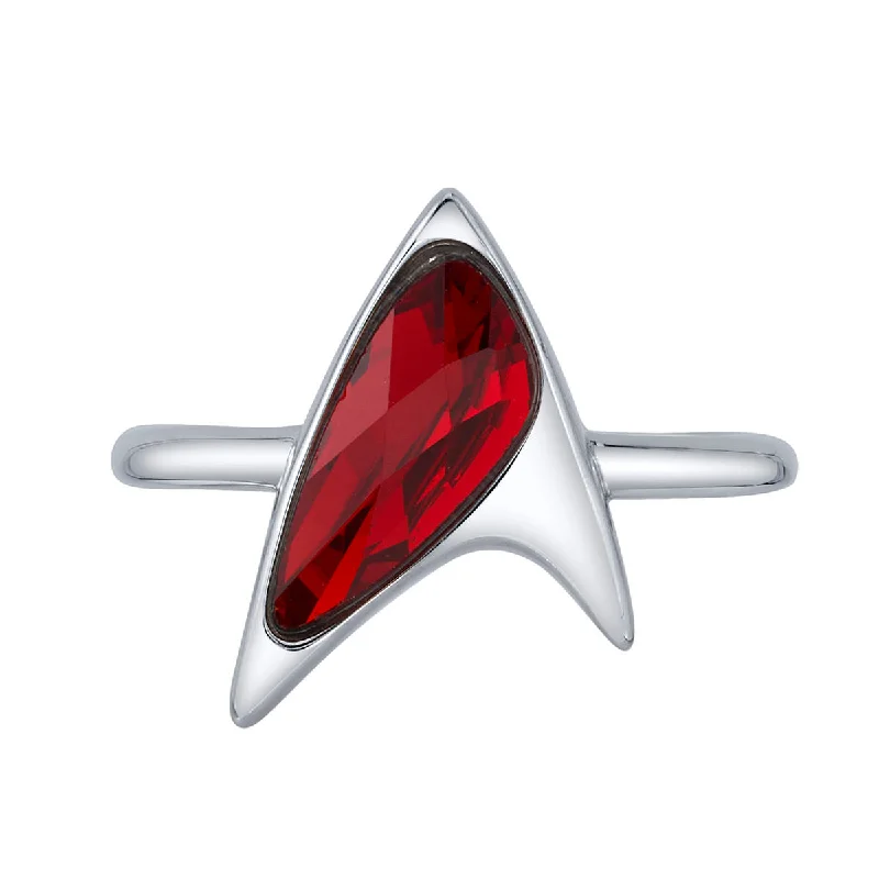 Custom Birthstone Ring for Mom-Star Trek X RockLove Red Crystal Delta Ring