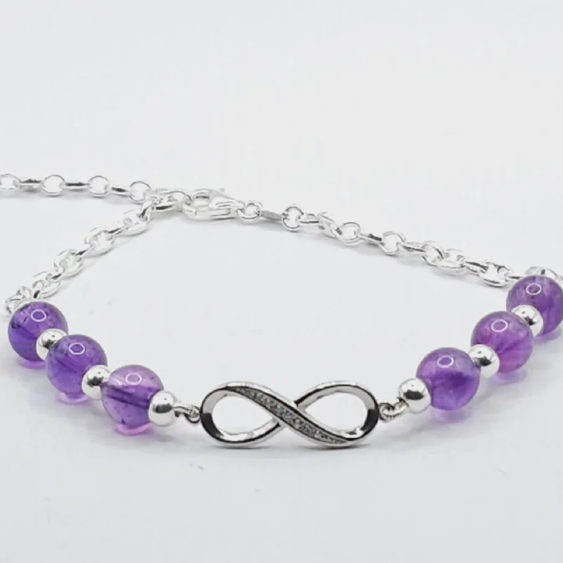 Customizable Name Bracelet-AMETHYST INFINITY MINIMALIST BRACELET