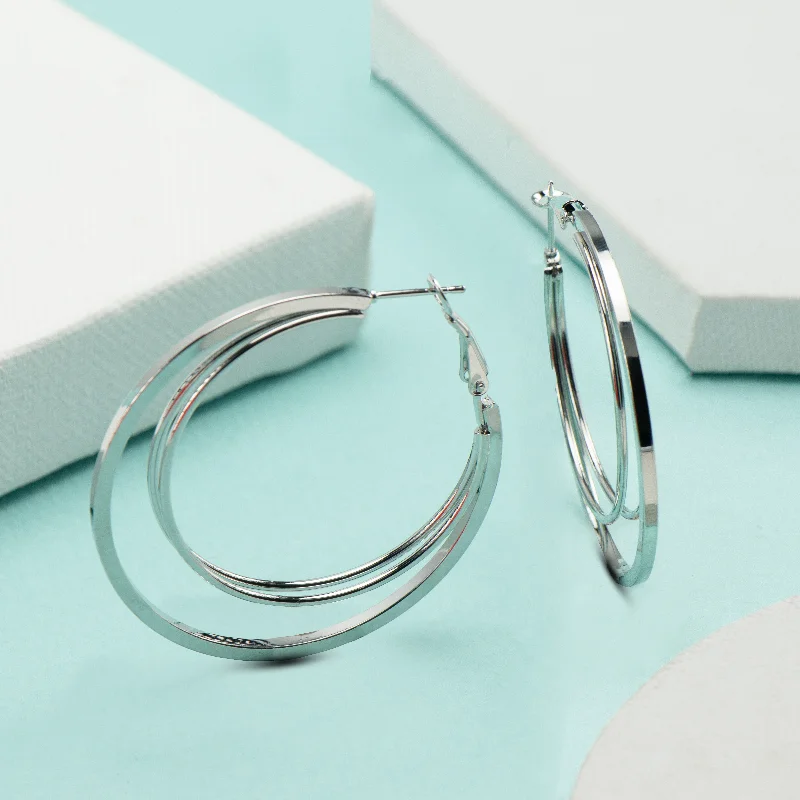 Bridesmaid Earrings-Bridesmaid Earrings-Nipura Silver Charolette Hoops