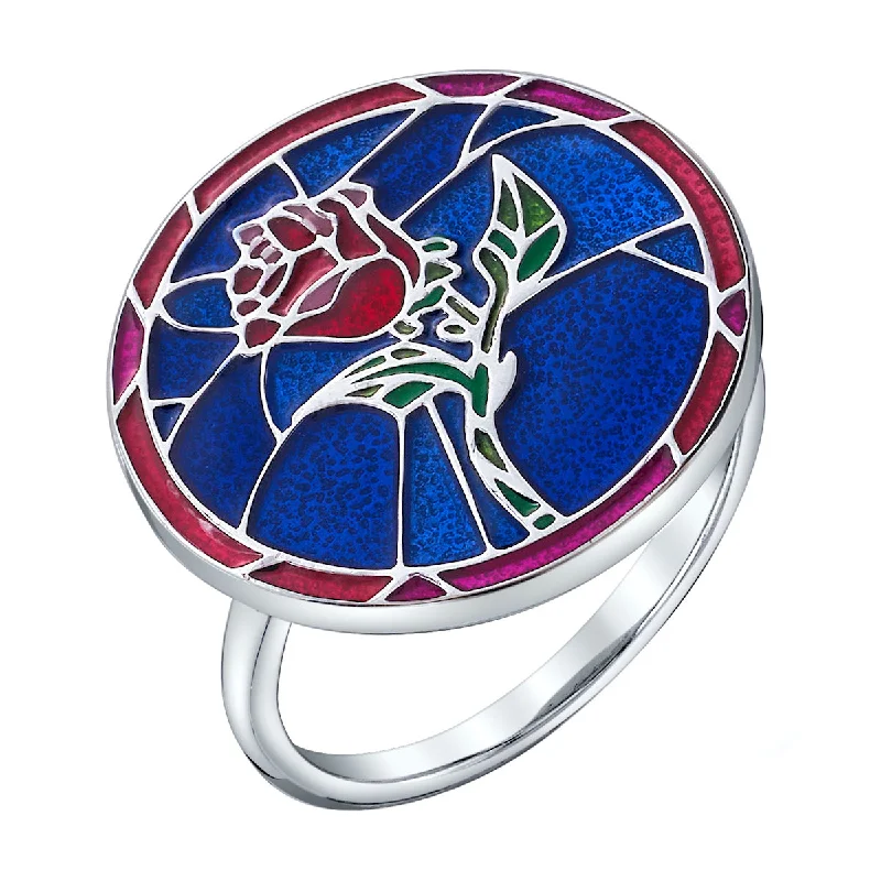 Handmade Gold Ring-Disney X RockLove BEAUTY AND THE BEAST Stained Glass Ring