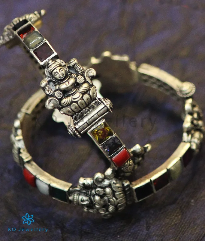 Thin Silver Bangle-The Shri Silver Navratna Bracelet (Oxidised/Size 2.2/2.4/2.6/2.8)