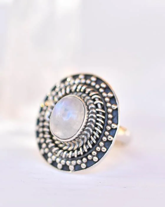 Silver Wedding Band with Diamonds-Moonstone Ring ~Sterling Silver 925 ~ MR220