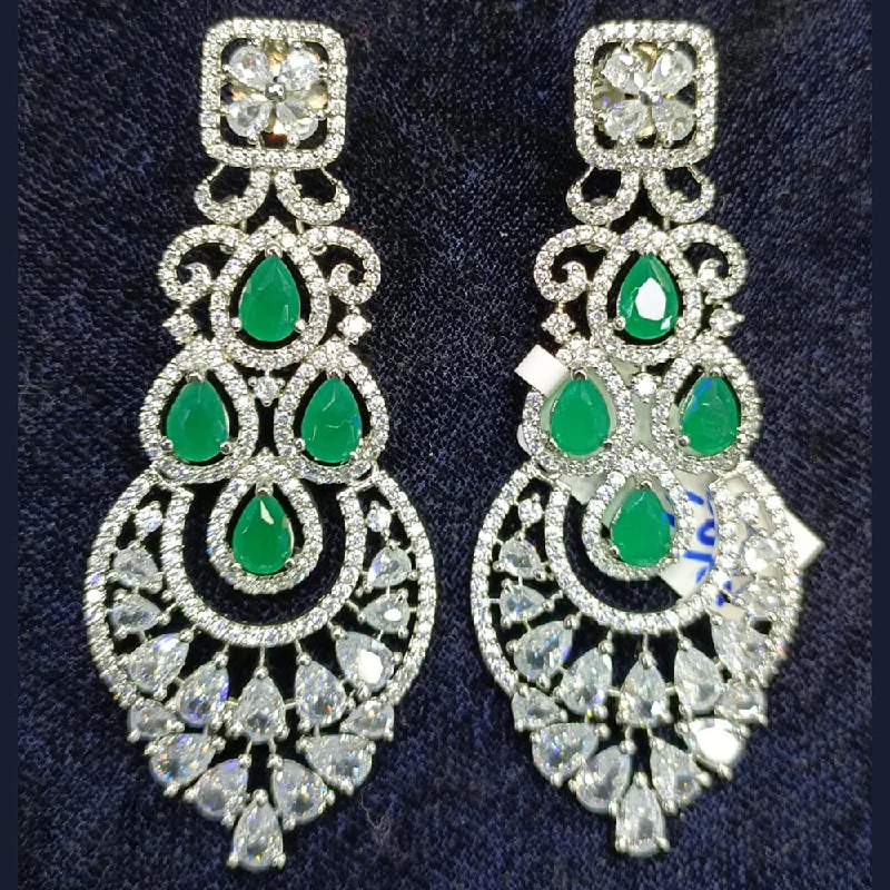 Unique Pearl Earrings-Unique Pearl Earrings-Jain Jewellers Silver Plated AD Dangler Earrings