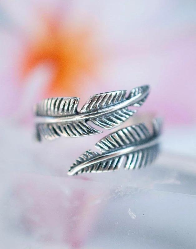 Silver Solitaire Ring-Camburi Leaf Ring ~Sterling Silver 925~ SMR001