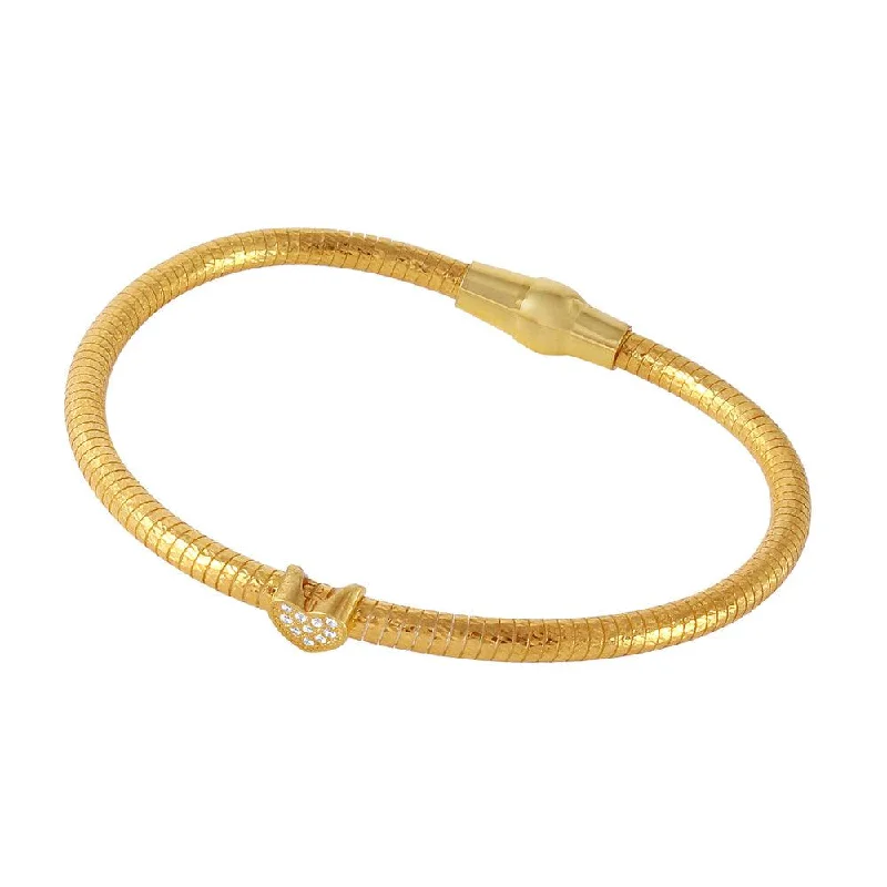 Luxury Gold Bracelet-Clearance-Silver 925 Gold Plated Heart CZ Italian Bracelet - ECB00085Y