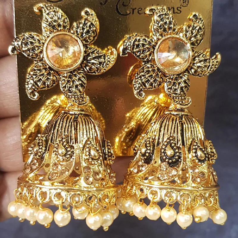 Elegant Crystal Earrings-Elegant Crystal Earrings-Shreeji Gold Plated Crystal Stone Jhumki Earrings