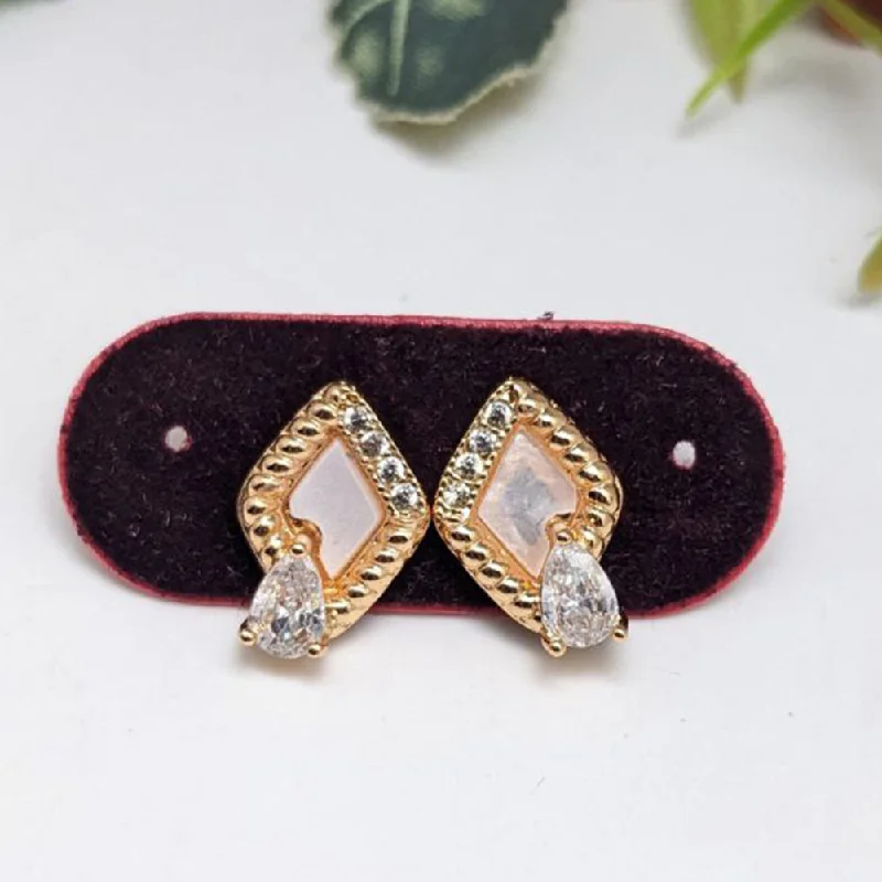 Gemstone Stud Earrings for Women-Gemstone Stud Earrings for Women-Aamrapali  Gold  Plated  American  Diamond  Stud   Earrings