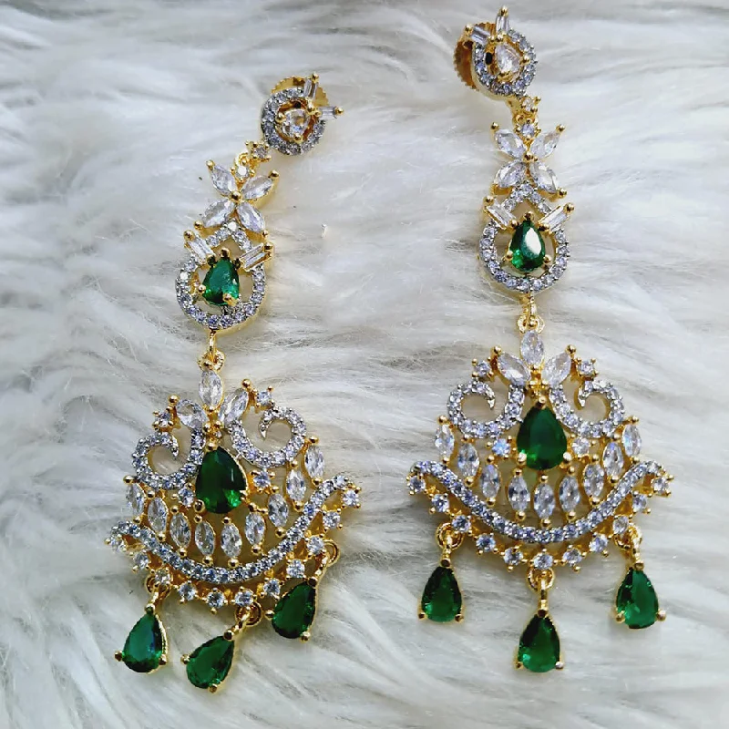 Small Crystal Earrings-Small Crystal Earrings-Jain Jewellers Gold Plated AD Dangler Earrings