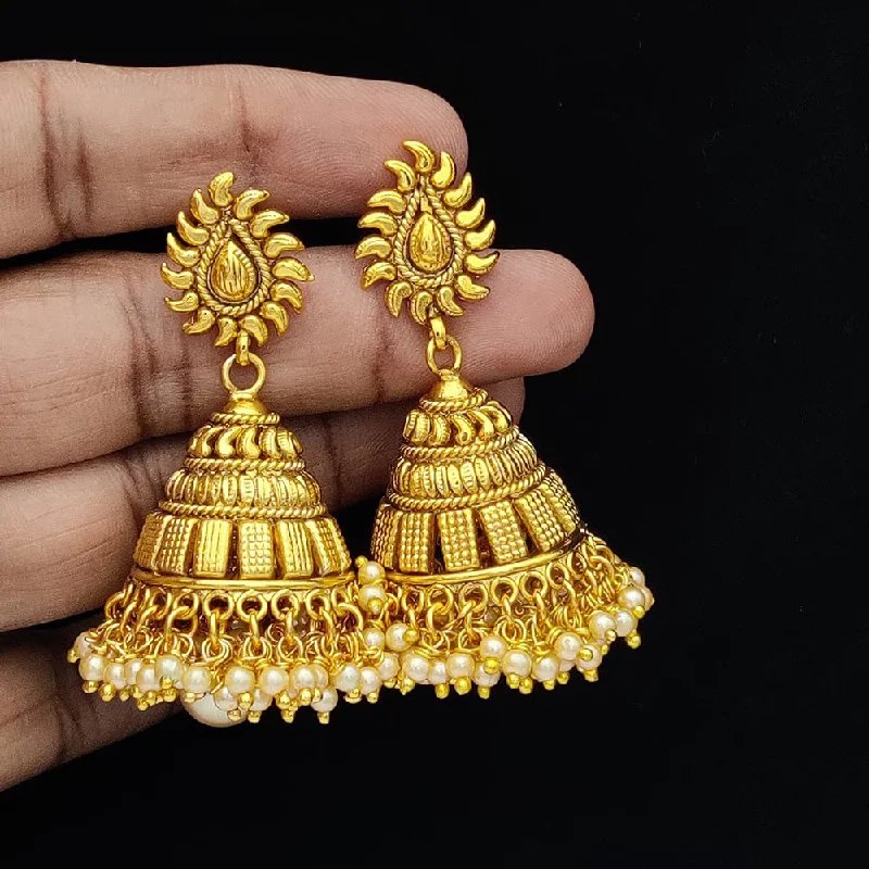 Luxe Pearl Earrings-Luxe Pearl Earrings-Jewel Addiction Gold Plated Jhumki Earrings