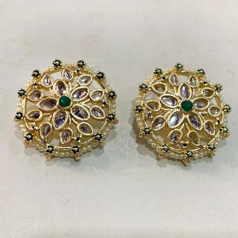 Crystal Drop Earrings-Crystal Drop Earrings-Deep Enterprises Gold Plated Kundan Stud Earrings