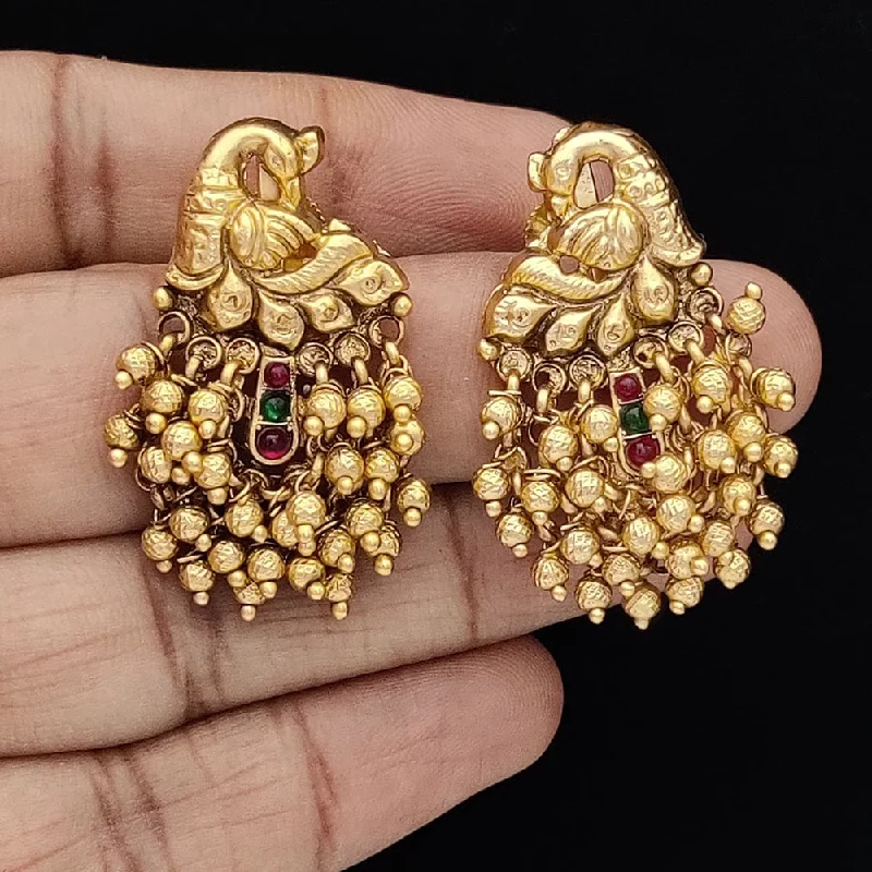 Colorful Drop Earrings-Colorful Drop Earrings-Jewel Addiction Copper Rajwadi Finish Pota Stone Dangler Earrings