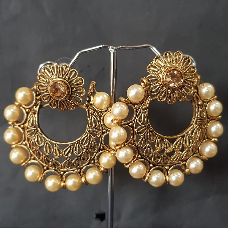 Statement Earrings for Evening-Statement Earrings for Evening-Shreeji Gold Plated Crystal Stone Dangler Earrings