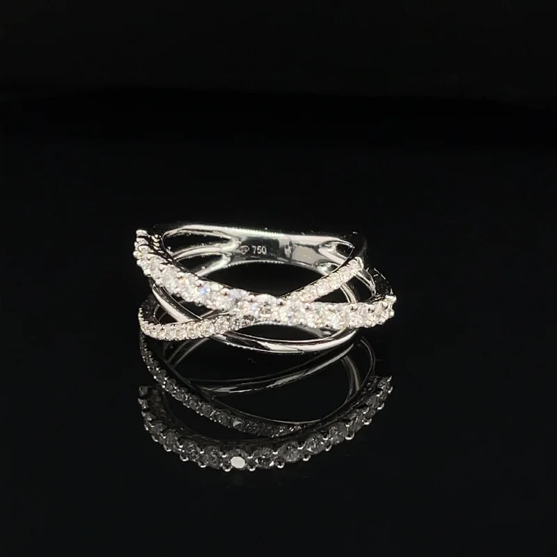 Unique Wedding Rings-Diamond Wire Orbital Ring in 18k White Gold = (#212 - RGDIA638096)