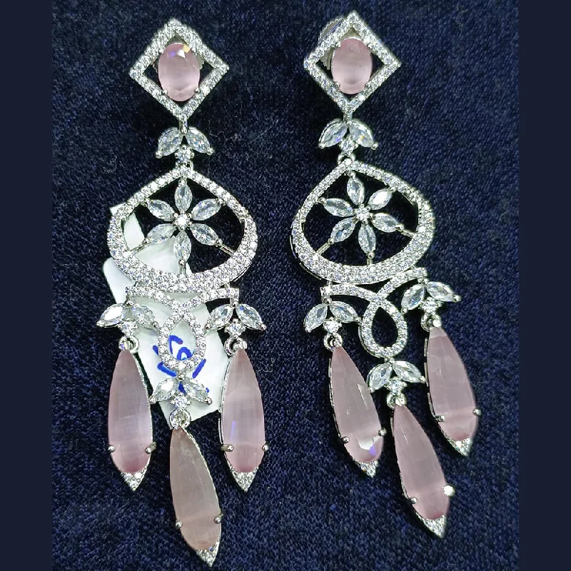 Abstract Earrings-Abstract Earrings-Jain Jewellers Silver Plated AD Dangler Earrings