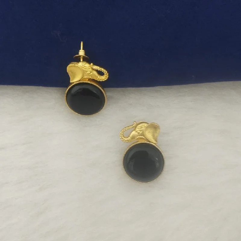 Colored Gemstone Earrings-Colored Gemstone Earrings-Marudhar Creations Gold Plated Matte Finish Stud Earrings