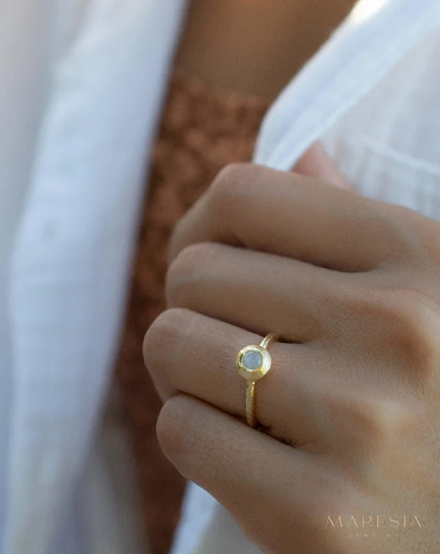 Ruby Ring for Engagement-Moonstone Gold Ring ~ 18k Gold Plated ~ MR336