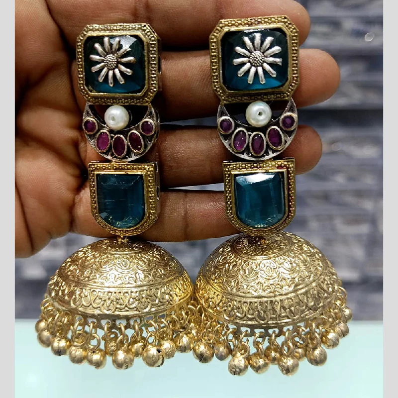 Diamond Stud Earrings-Diamond Stud Earrings-Rani Sati Jewels Gold Plated Kundan Jhumki Earrings