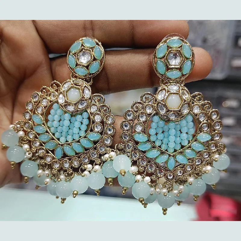 Elegant Wedding Earrings-Elegant Wedding Earrings-Rani Sati Jewels Gold Plated Kundan Dangler Earrings