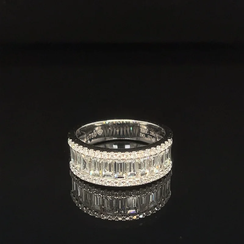 Custom Wedding Ring Set for Couple-Diamond Three-Row Wedding Anniversary Ring in 18k White Gold - #603 - RGDIA675416