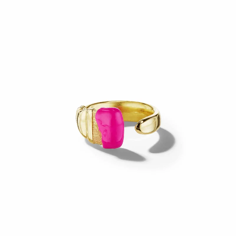 Oval Diamond Ring-Parsons Brush Ring - Large Pink Enamel