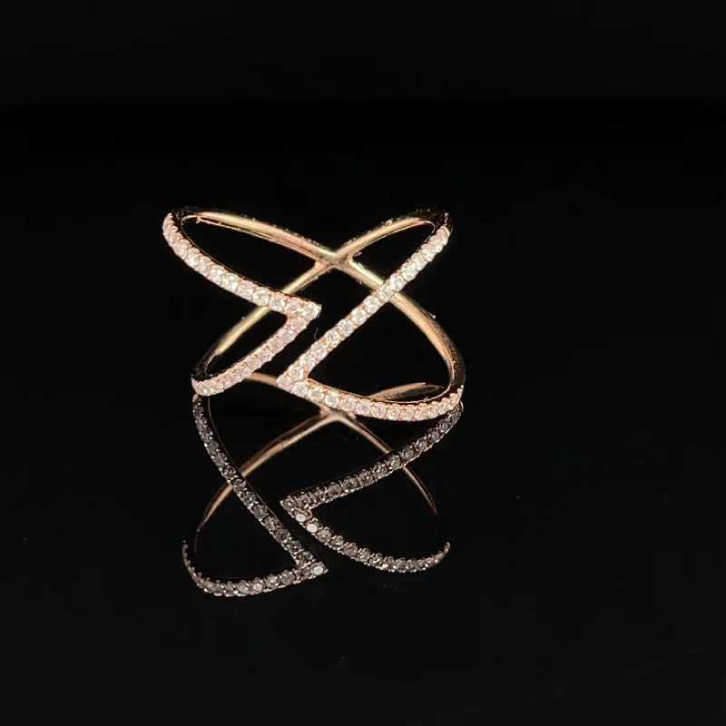 Stackable Wedding Bands-Diamond Galaxy Orbital Ring in 18k Rose Gold - (# 239 - HRDIA004590)