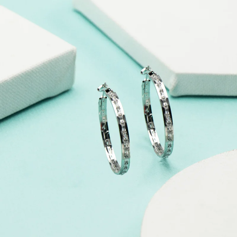 Elegant Diamond Hoop Earrings-Elegant Diamond Hoop Earrings-Nipura Zircon Celeste Small Round Hoops