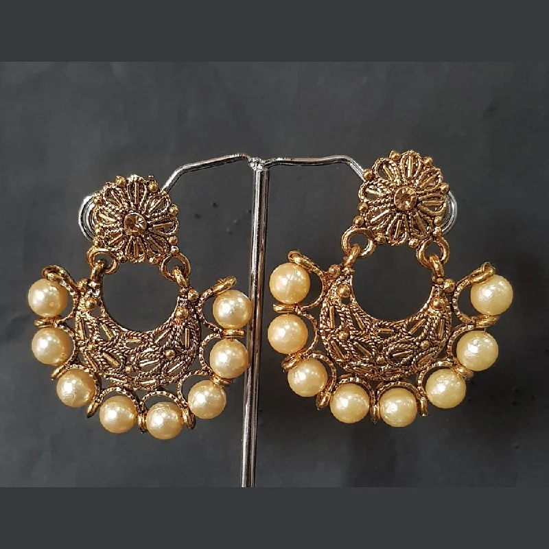 Gold Plated Earrings-Gold Plated Earrings-Shreeji Gold Plated Crystal Stone Dangler Earrings