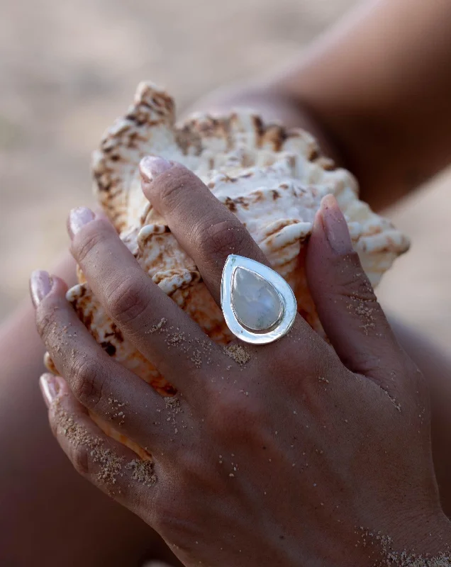 Modern Rose Gold Engagement Ring-Moonstone Ring ~ Sterling Silver 925 ~ MR108B