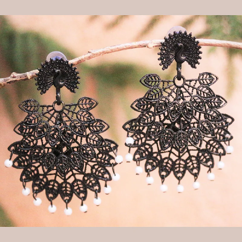 Oval Shape Earrings-Oval Shape Earrings-H K Fashion Black Plated  Dangler  Earrings