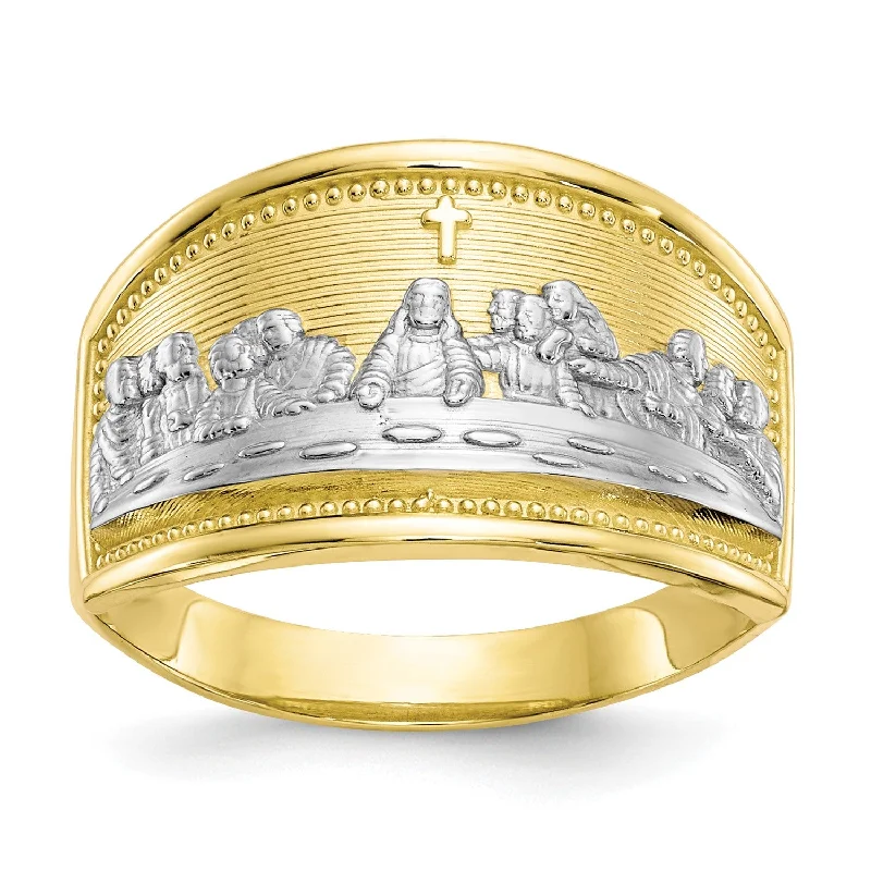 Elegant Diamond Ring-10KT Yellow Gold With Rhodium Plating Last Supper Ring