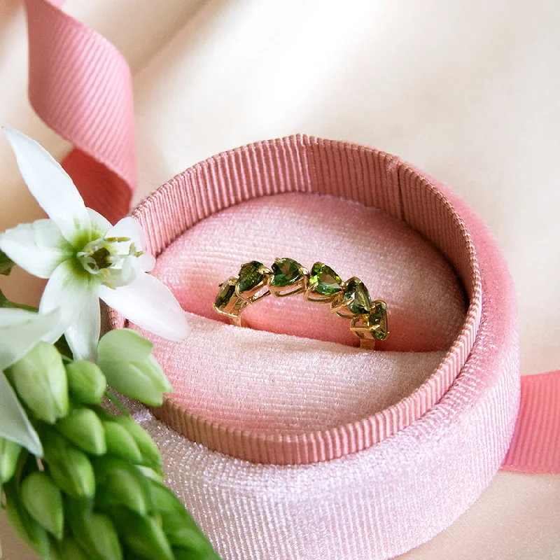 Classic Rose Gold Ring-Half Eternity Tsavorite 18k Gold Band