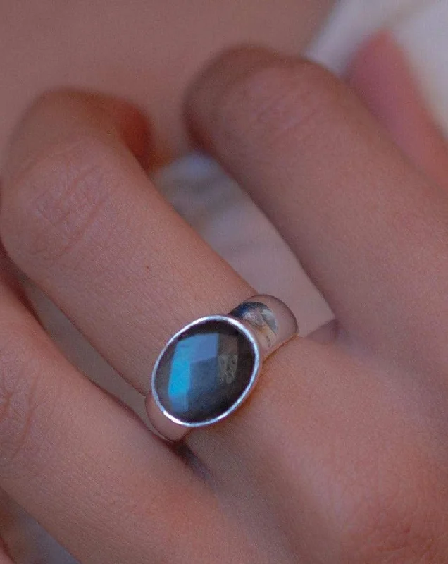 Personalized Promise Ring-Rainbow Labradorite Ring ~ Sterling Silver 925 ~MR015