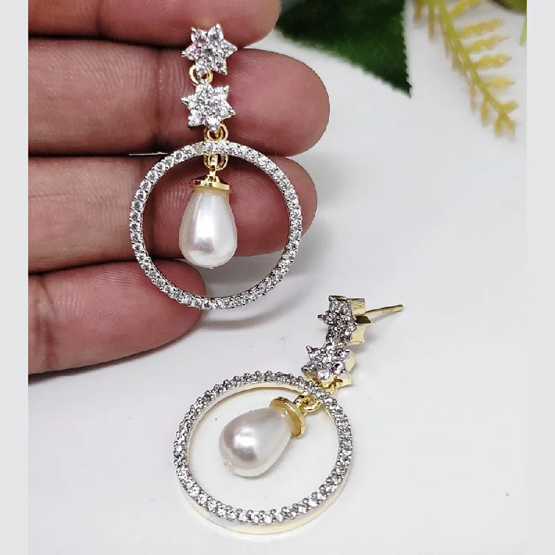 Unique Pearl Earrings-Unique Pearl Earrings-Aamrapali  Gold American  Diamond  Dangler  Earrings