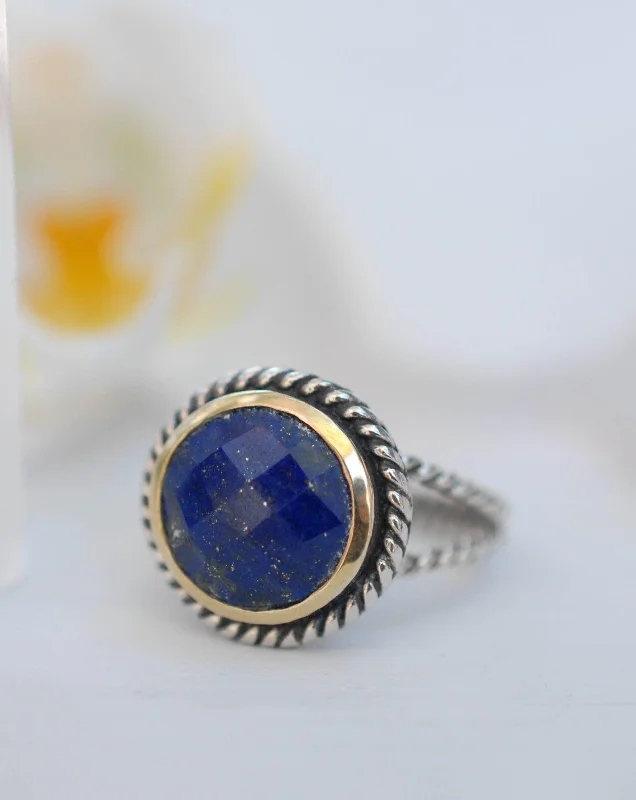 Customizable Engagement Ring-Lapis Lazuli Ring ~ Sterling Silver 925 and Gold Vermeil ~MR169