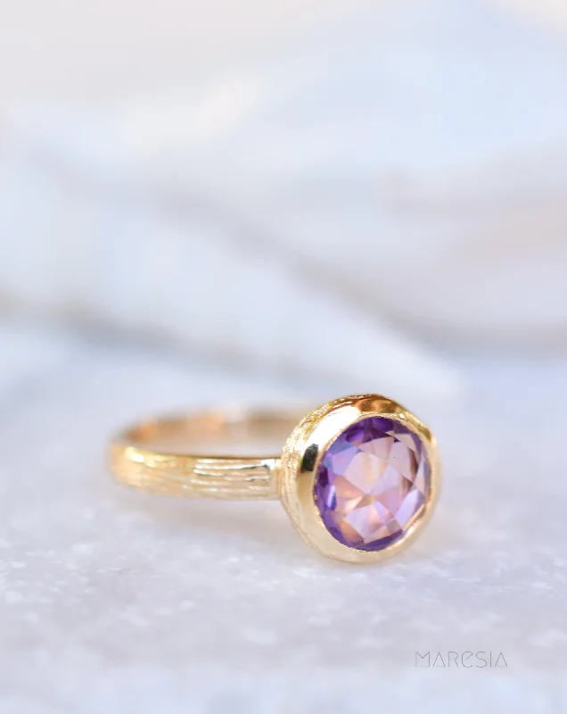 Stylish Gold Ring-Renata Amethyst Gold Ring ~ 18k Gold Plated ~ SMR121