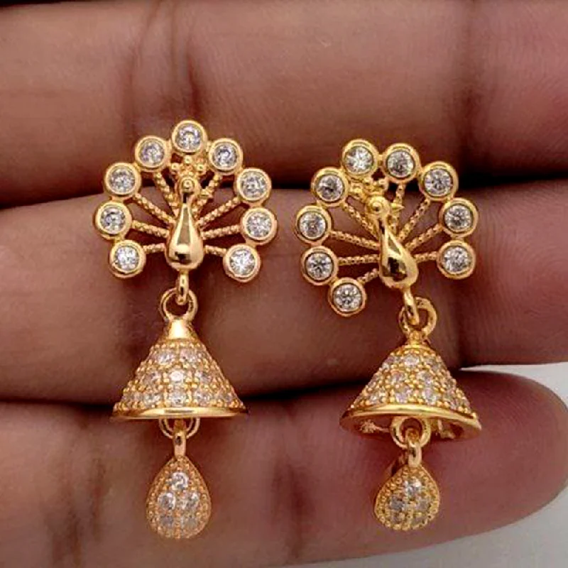 Sterling Silver Drop Earrings-Sterling Silver Drop Earrings-Aamrapali Gold Plated AD Dangler Jhumki