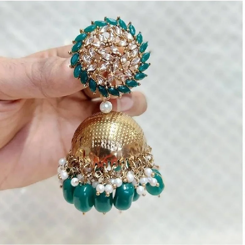 Customizable Earrings-Customizable Earrings-Akruti Collection Gold Plated Crystal Stone Jhumki Earrings