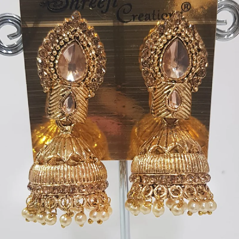 Classic Gold Earrings-Classic Gold Earrings-Shreeji Gold Plated Jhumki Earrings