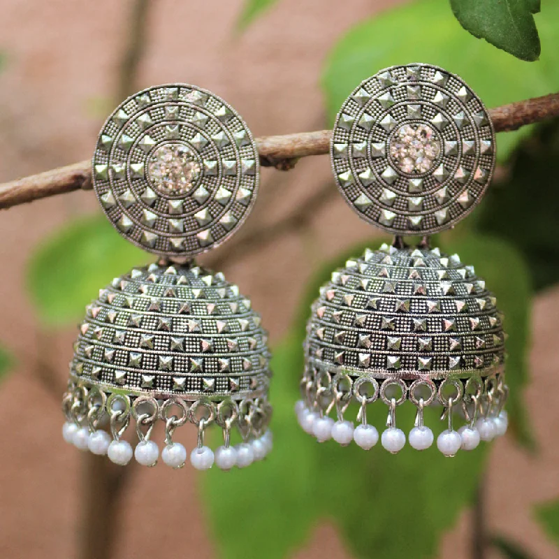 Bridal Earrings-Bridal Earrings-H K Fashion Oxidised Plated Jhumki Earrings