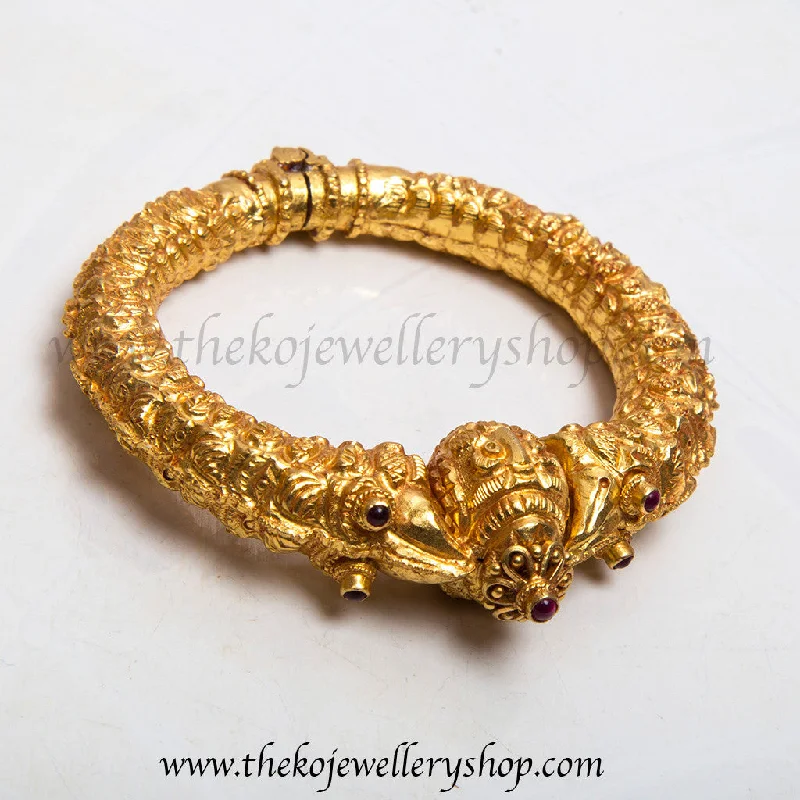 Elegant Gold Bangle Bracelet-The Silver Simha-Kada Bracelet (Size 2.2/2.4/2.6/2.8)